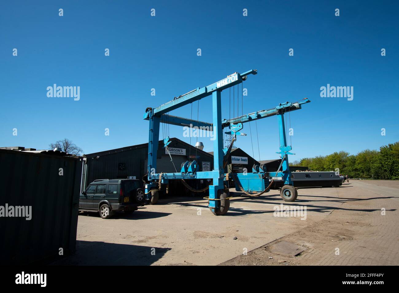 Big boat lifting crane example Stock Photo Alamy