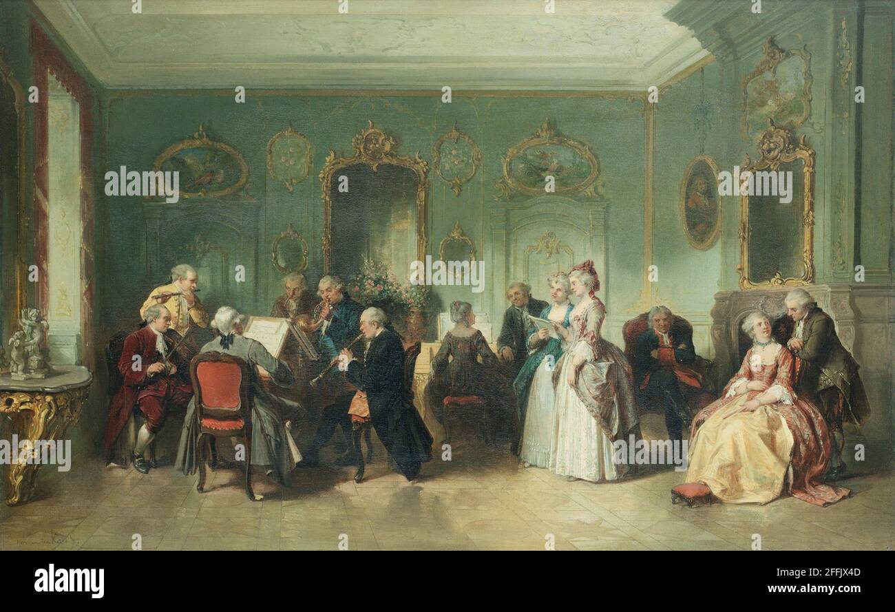 HERMAN FREDERIK CAREL TEN KATE (Dutch, 1822-1891) A musical evening Stock Photo