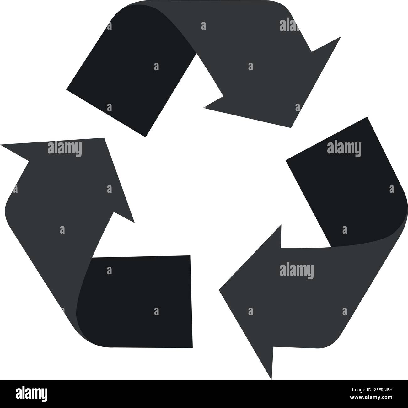 Vector illustration of recycling symbol in black color Stock Vector