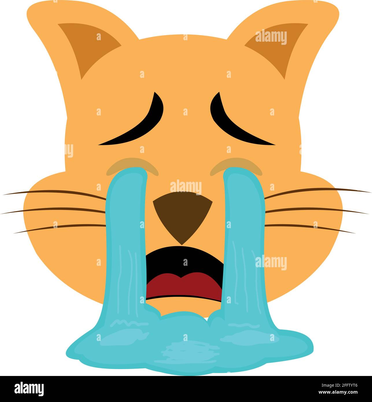 Vector Emoticon Illustration Of A Crying Cartoon Cat s Head Stock 