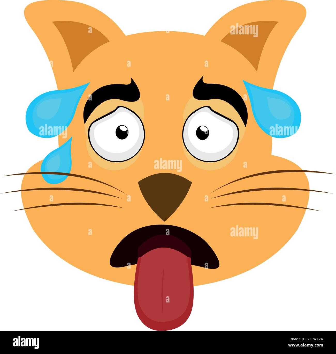 vector illustration of the face of a cartoon cat with an angry