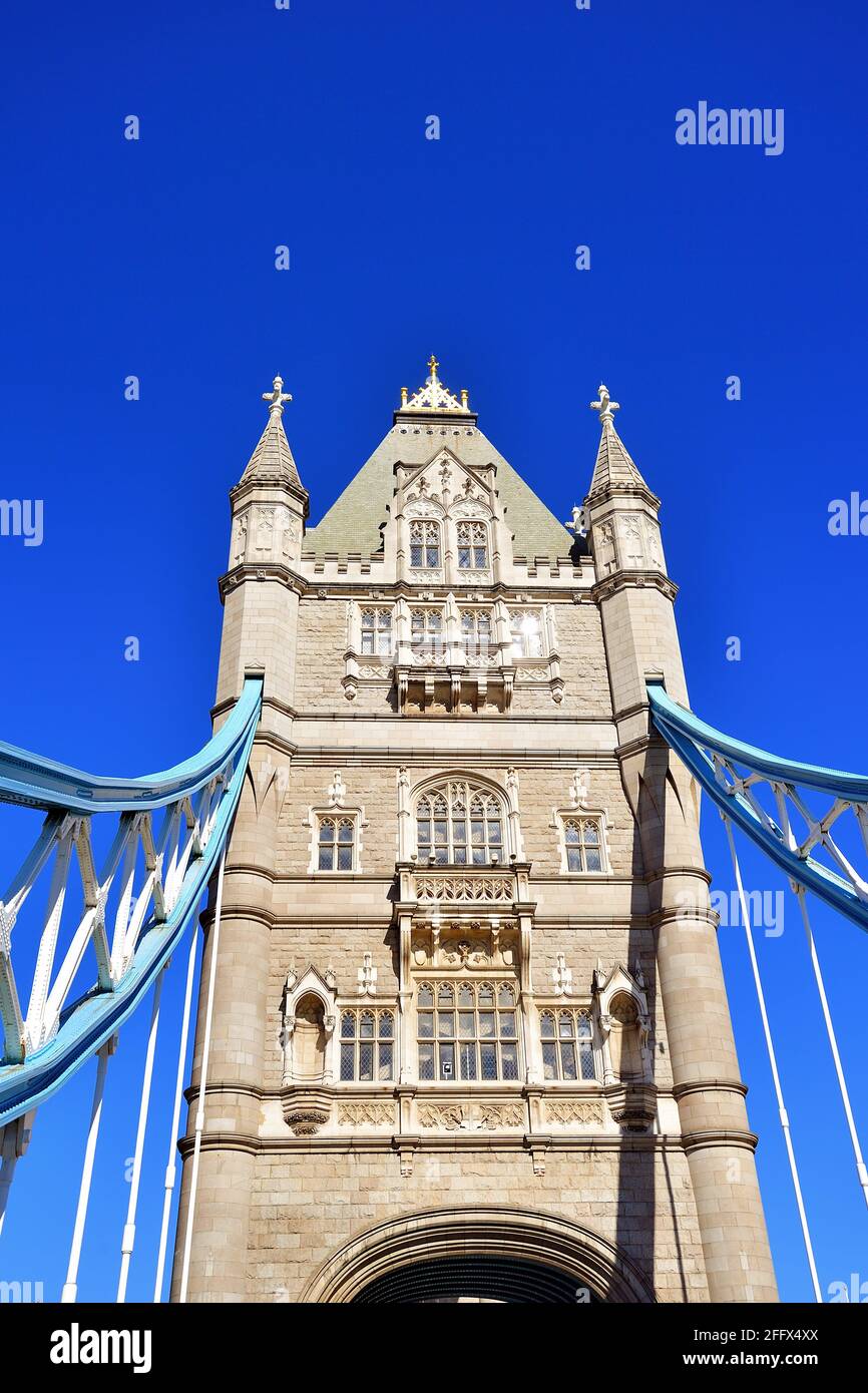 London, England, United Kingdom. Iconic Tower Bridge, clearly, the most famous and recognizable of all London bridges. Stock Photo