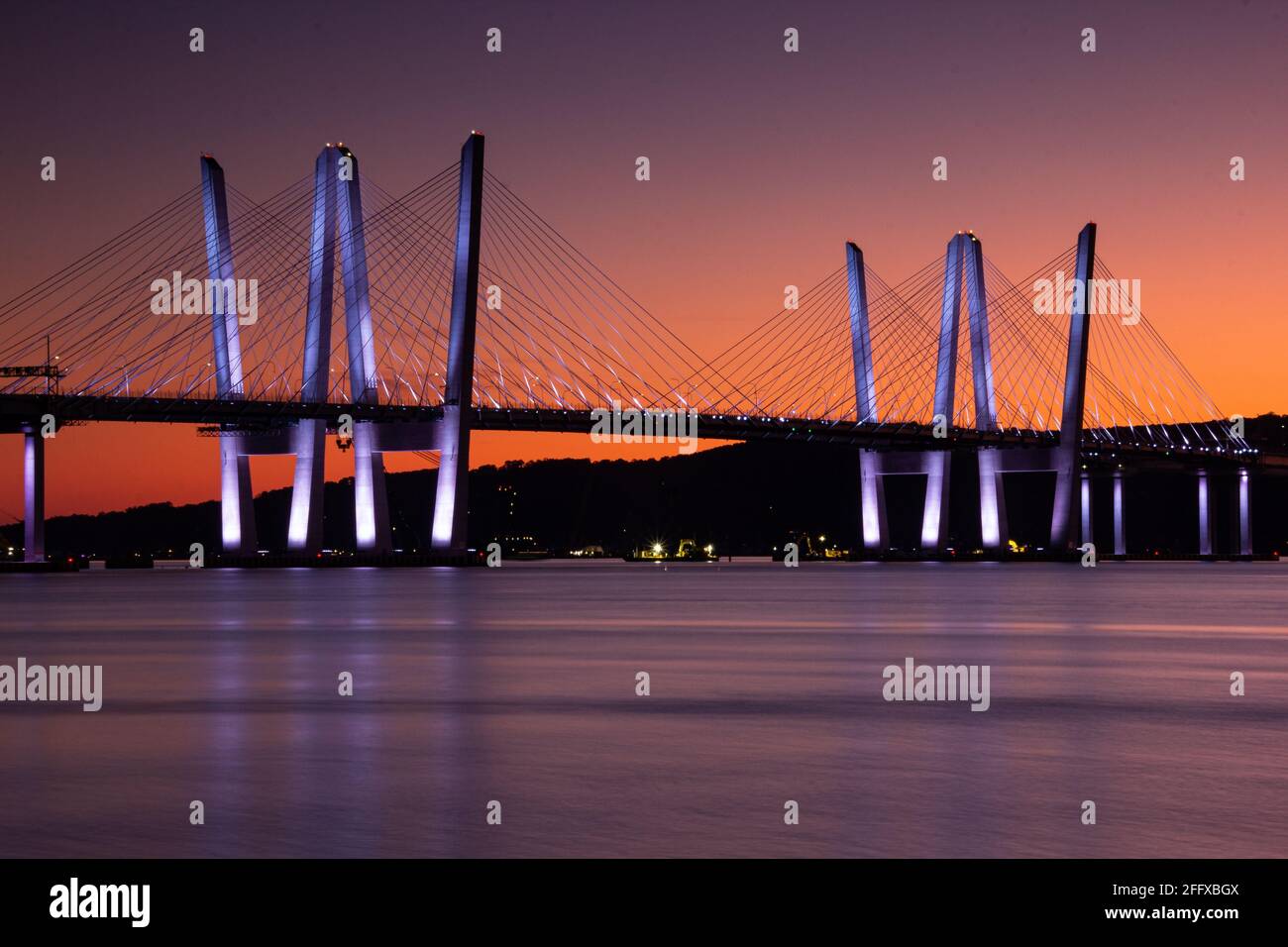 Tarrytown, NY / United States - Sept. 19, 2019: A sunset view of the Tappan Zee Bridge Stock Photo