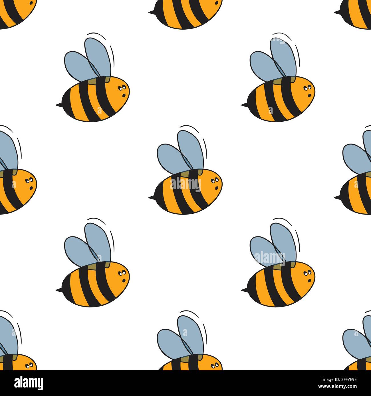 Seamless pattern with bees on white background. Small wasp. Vector ...