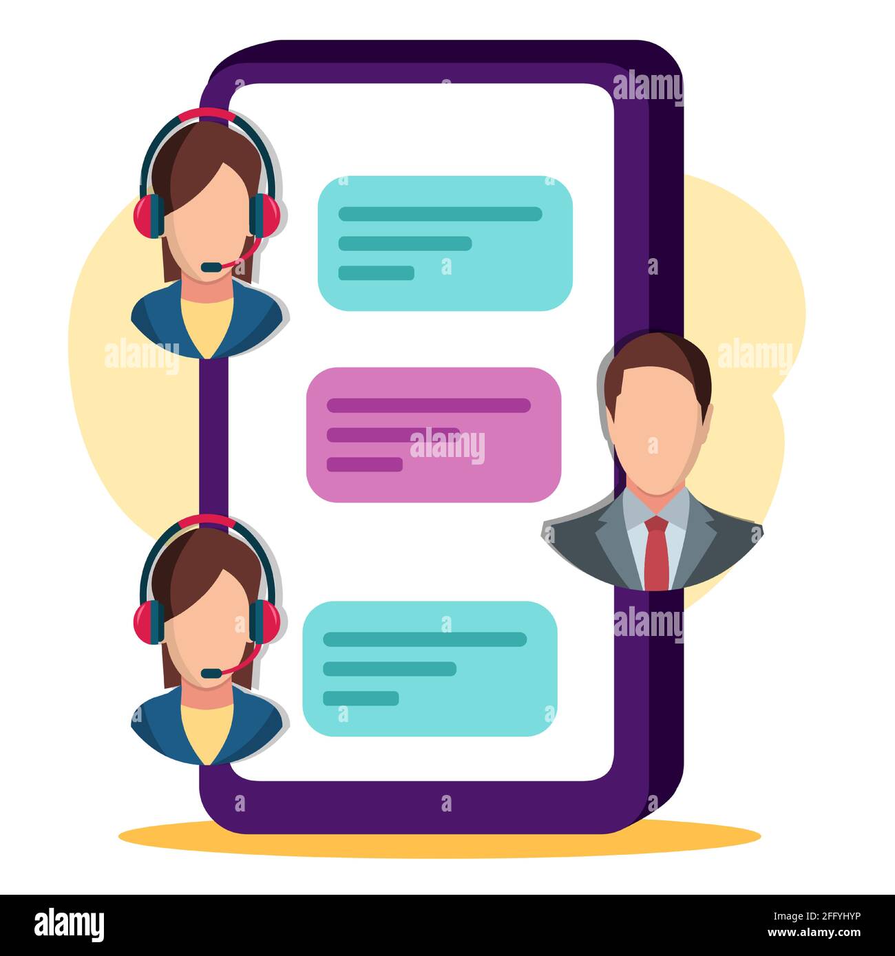 customer service on smartphone concept vector illustration Stock Vector