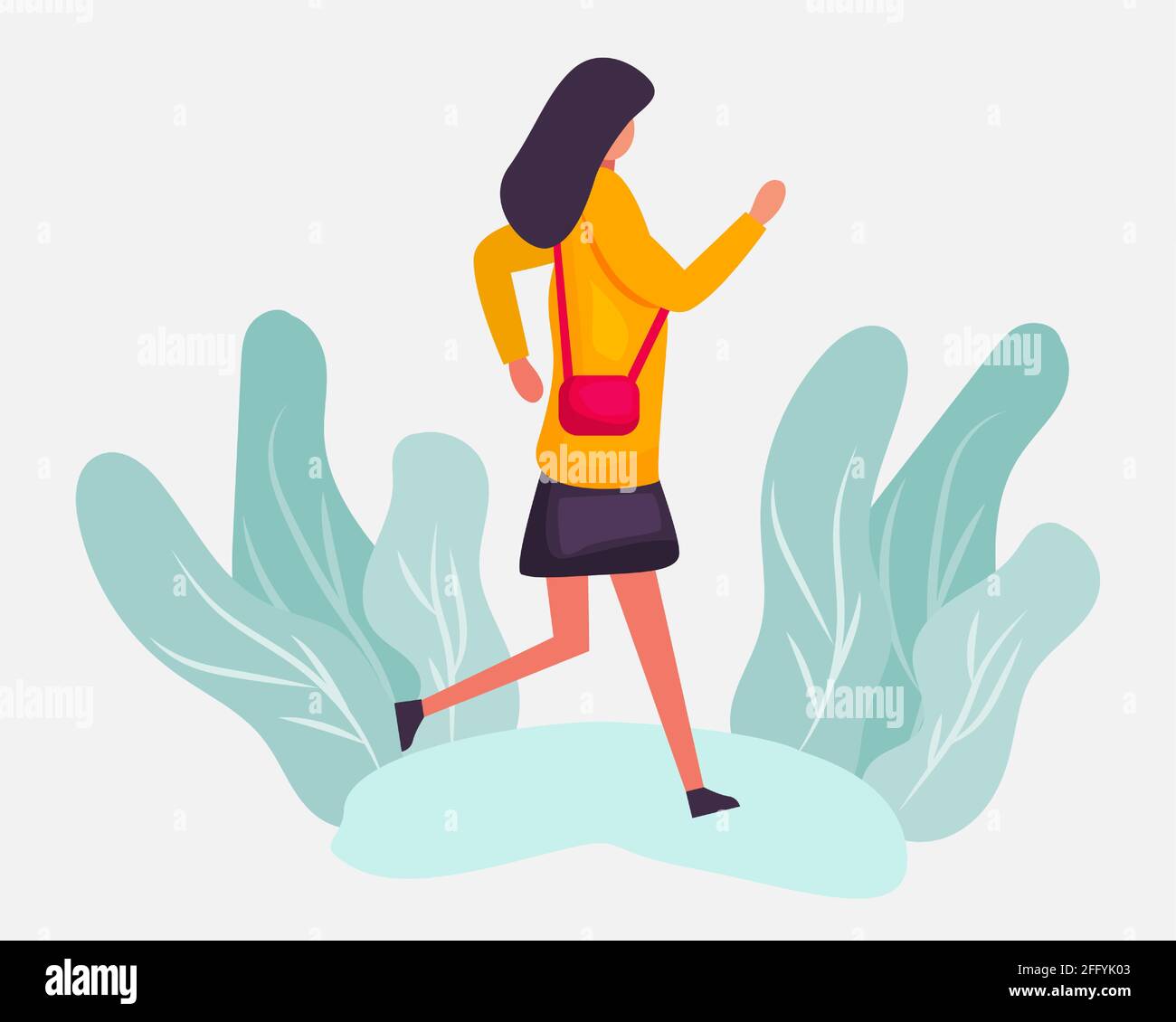 young employee female running vector illustration in flat style Stock Vector