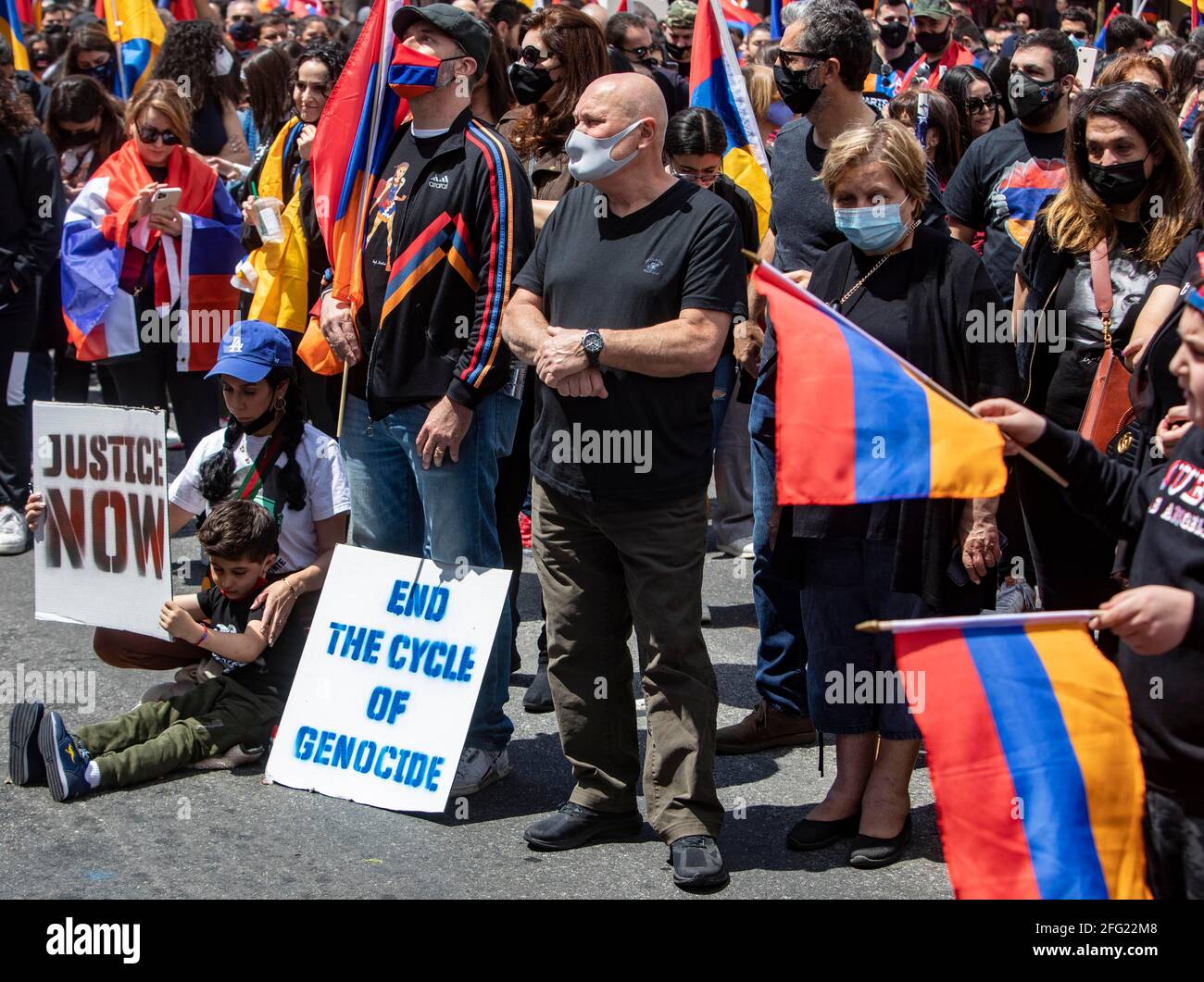 Beverly Hills, California, USA. 24th Apr, 2021. Hundreds of people from