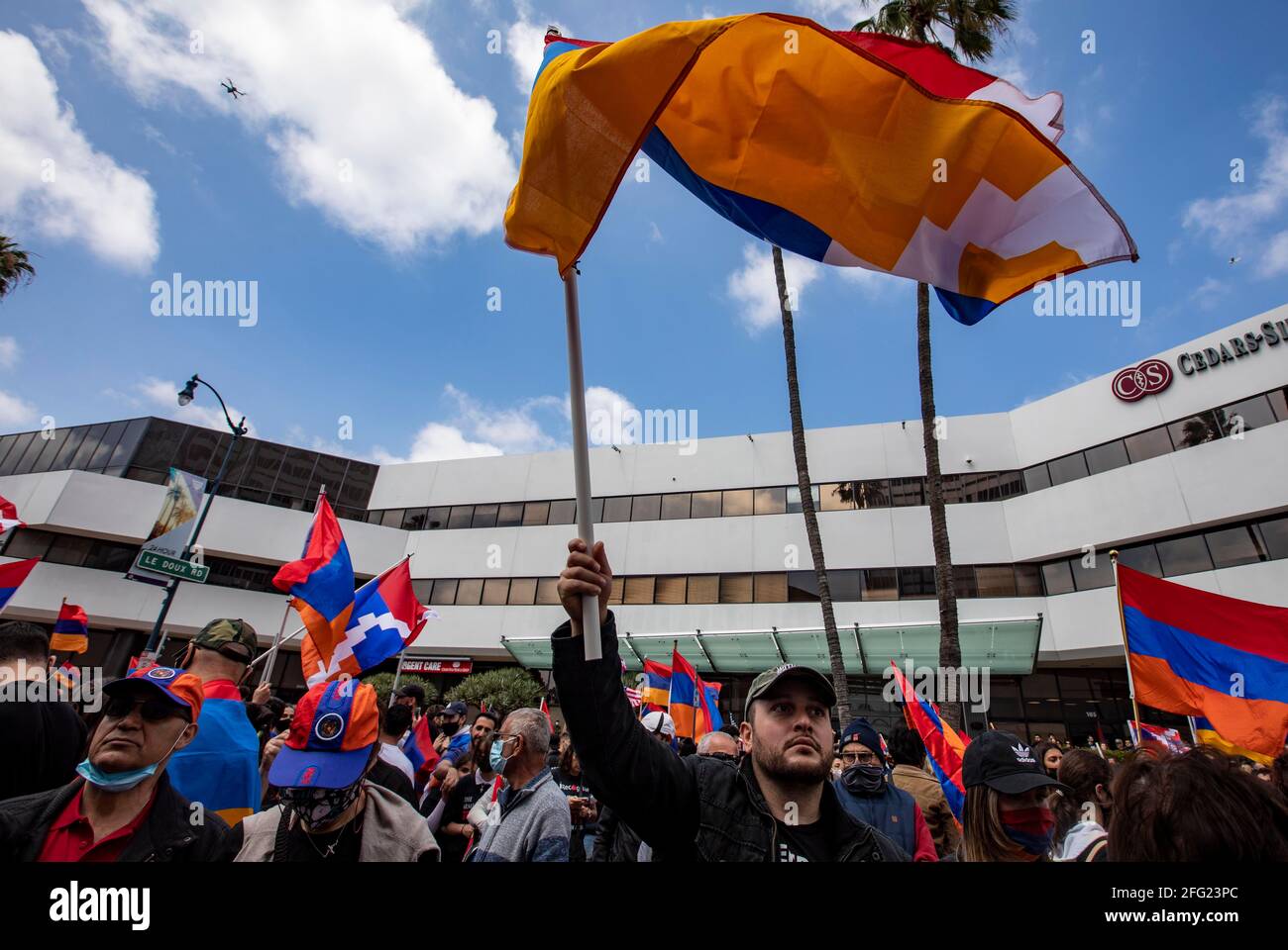 Beverly Hills, California, USA. 24th Apr, 2021. Hundreds of people from