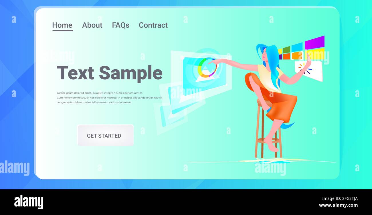 female web designer drawing in graphic editor woman creating website ...