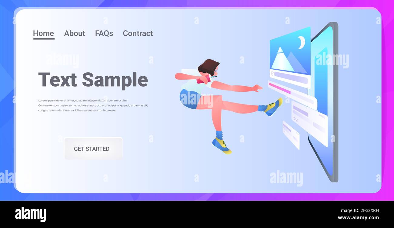 woman developer creating mobile website ui web application development program software optimization Stock Vector