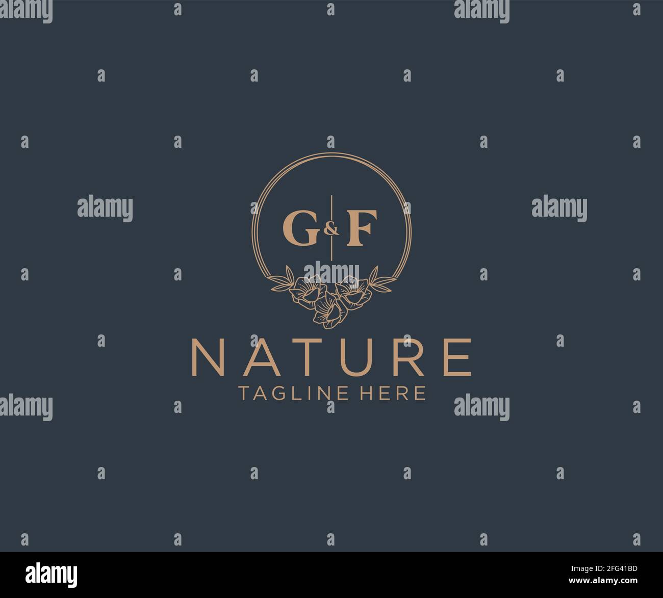 GF letters floral frames. Botanical feminine editable premade monoline ...