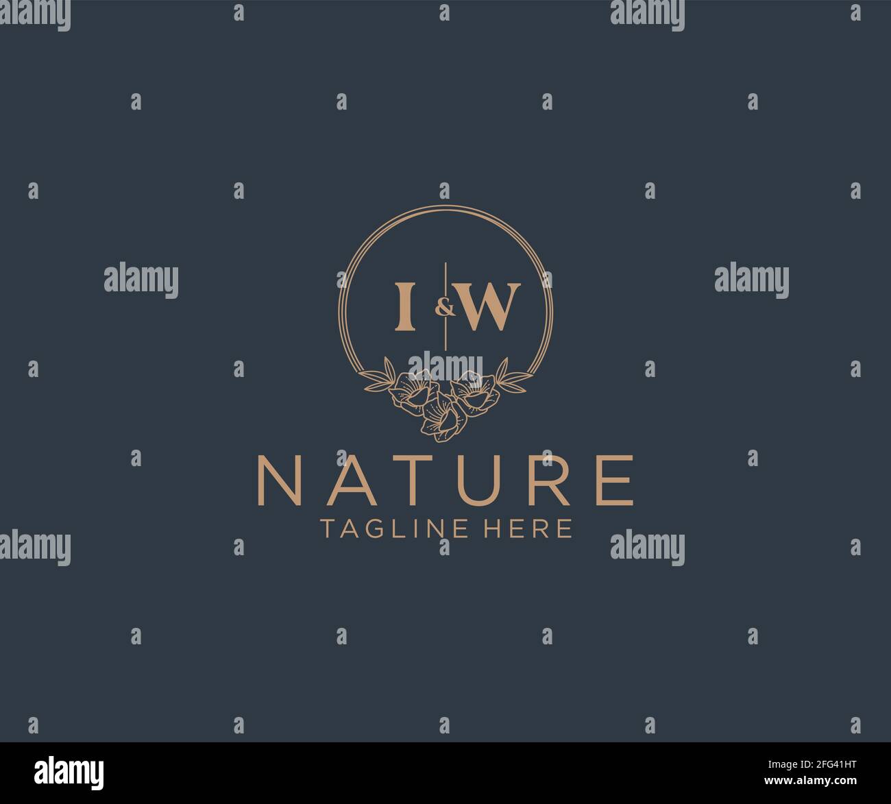 IW letters floral frames. Botanical feminine editable premade monoline ...