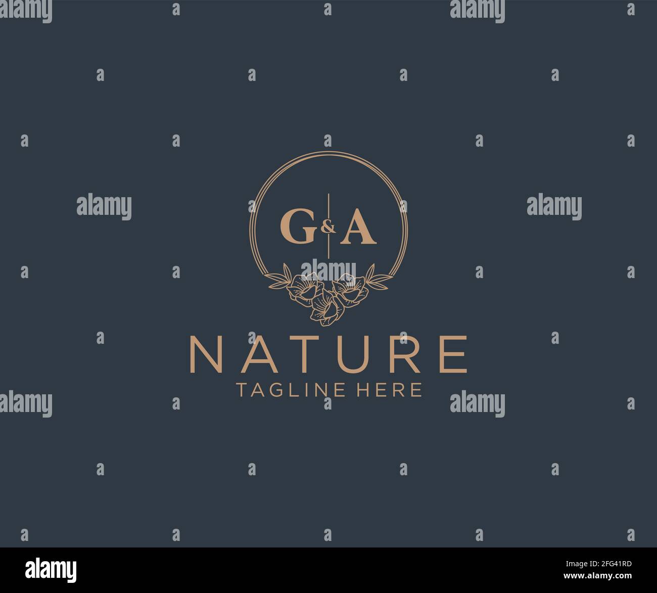 GA letters floral frames. Botanical feminine editable premade monoline ...