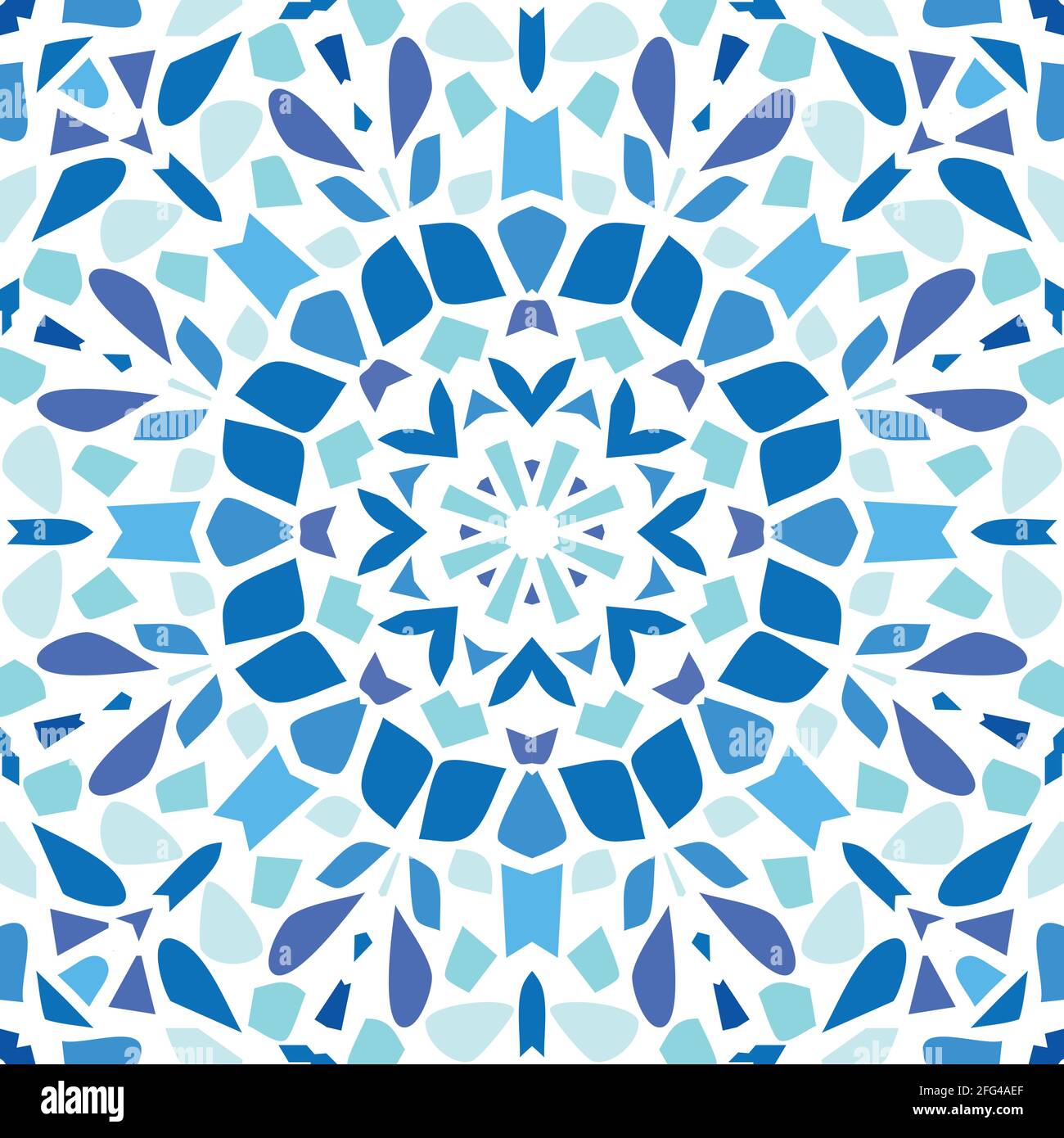 Seamless Terrazzo vector pattern background in a trendy ocean blue ...
