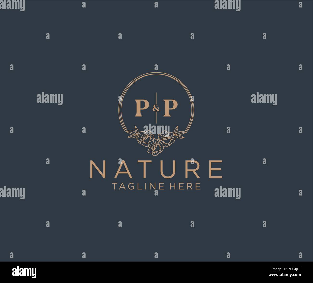 PP letters floral frames. Botanical feminine editable premade monoline ...