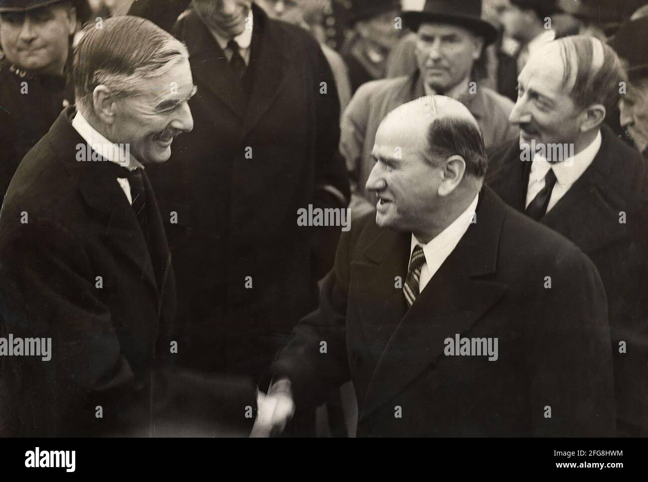 Mandatory Credit Photo By Daily Mail Shutterstock a Neville Chamberlain Seen Greeting Edouard Daladier The French President And Georges Bonnet The French Foreign Minister On Their Arrival At Croydon Airport Neville Chamberlain Seen