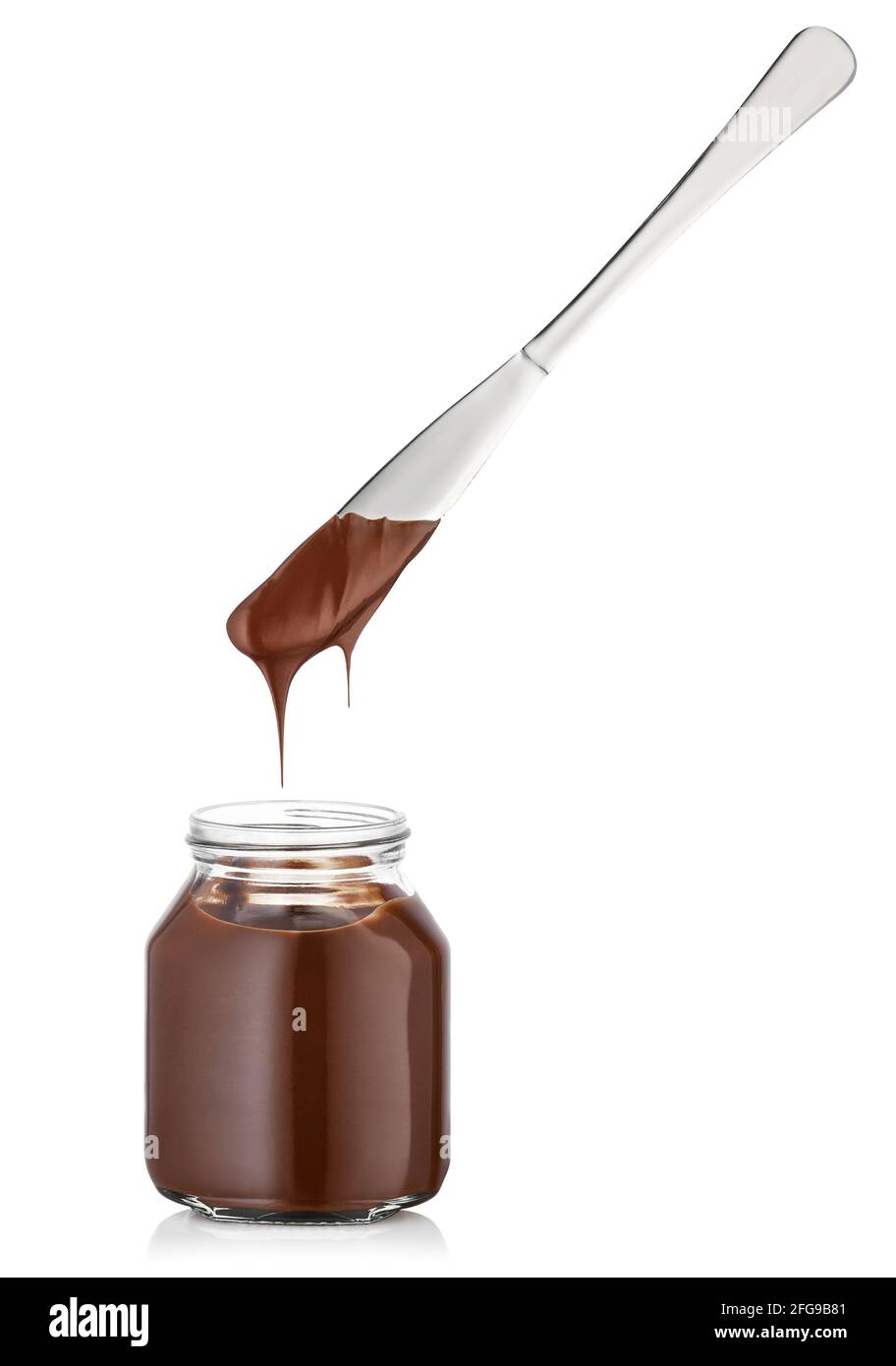glass jar with chocolate cream isolated on white Stock Photo Alamy