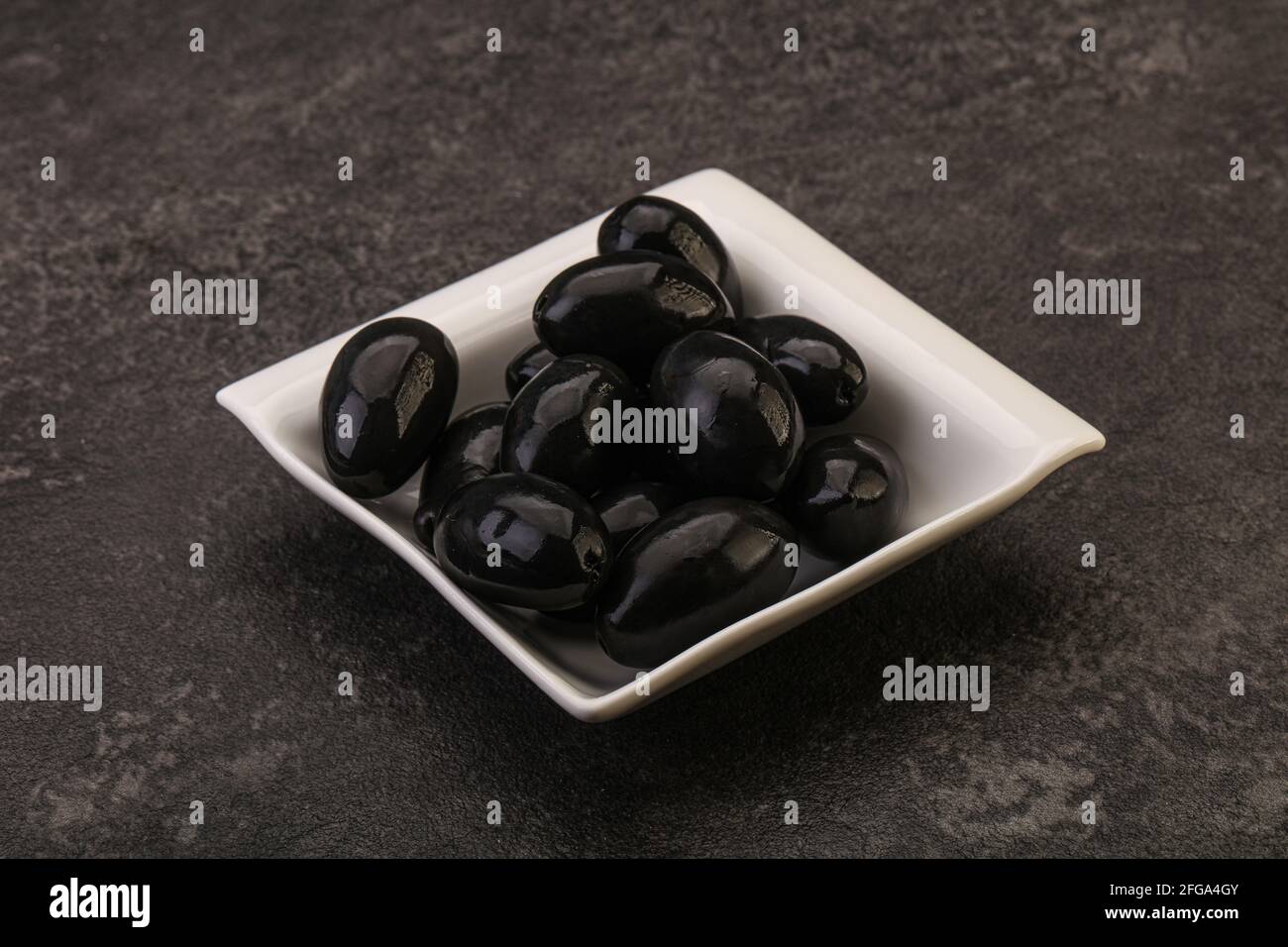Pickled tasty black olives in the bowl Stock Photo Alamy