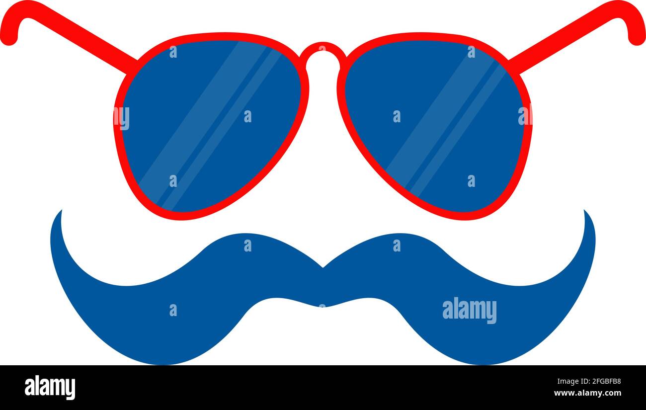 Glasses and mustache flat vector icon. Independence day of USA Stock Vector