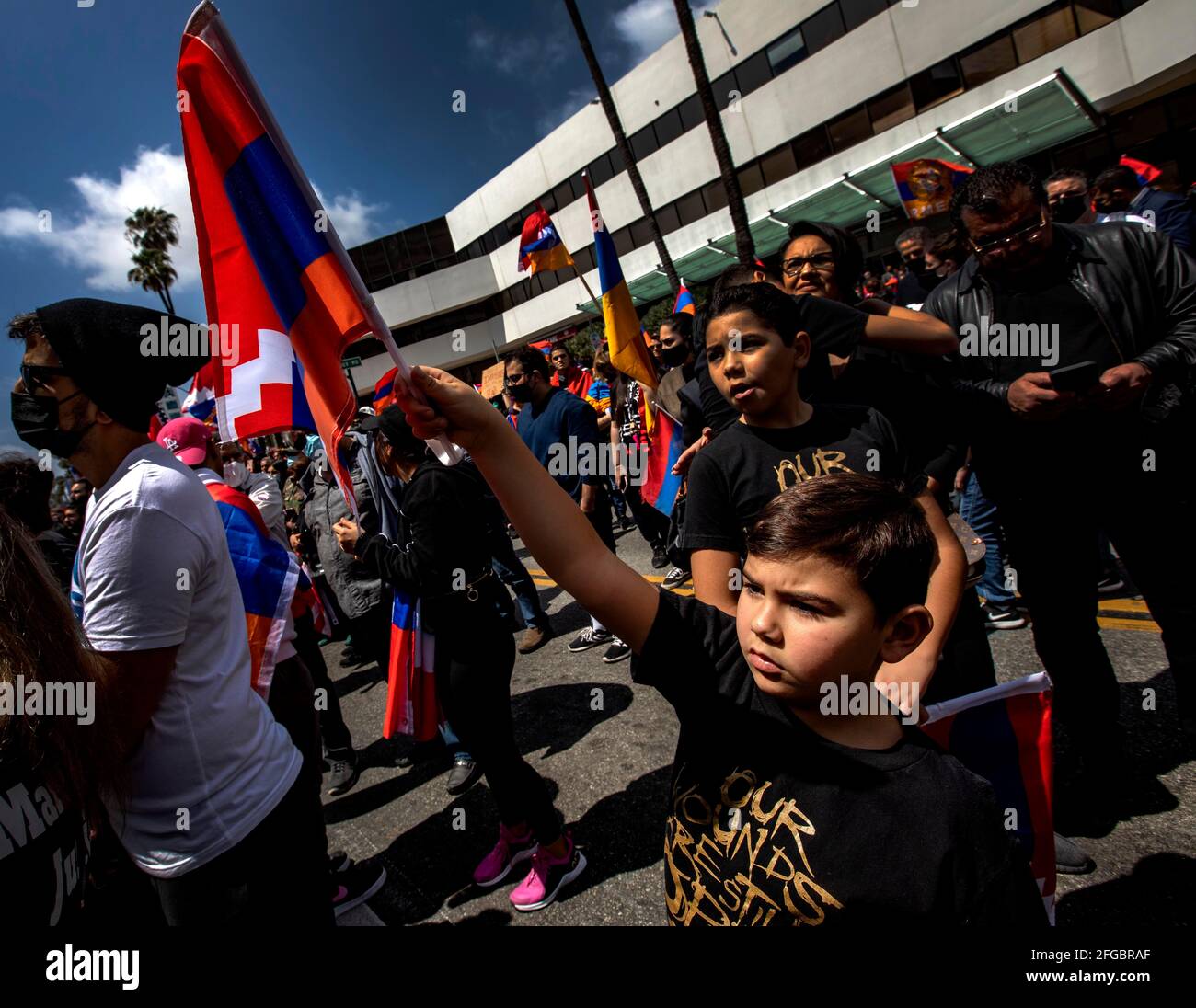 Beverly Hills, California, USA. 24th Apr, 2021. David Ambaryan holds an