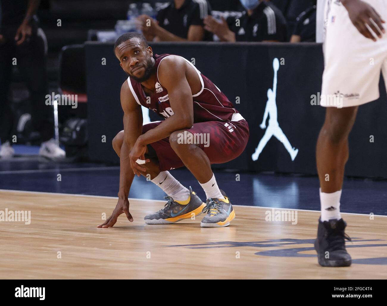 DAVID HOLSTON (USA) Point guard of Dijon in action during the Basketball  French Cup JDA Dijon v Tony Parker-owned ASVEL Lyon-Villeurbanne at  AccorHotels Arena Stadium on April 24, 2021 in Paris, France.