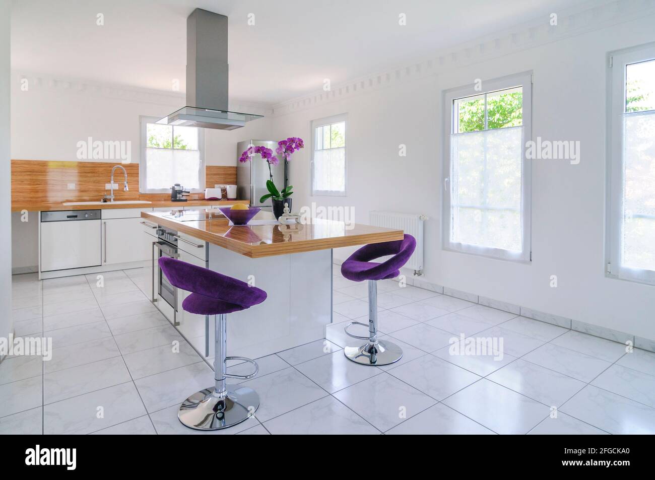 Bright and functional kitchen in a modern apartment Stock Photo Alamy