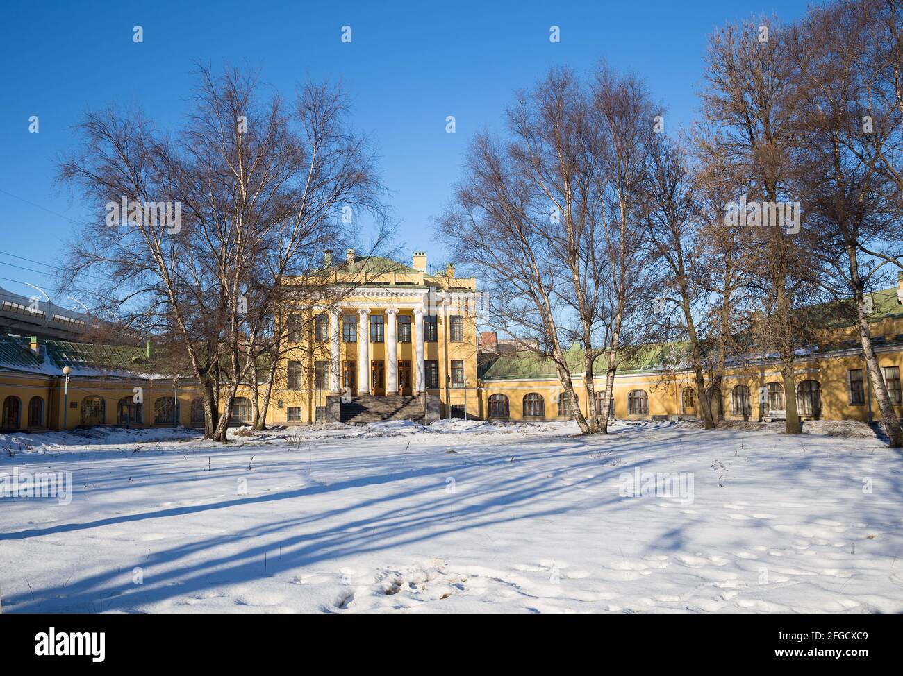 Kiryanovo estate, dacha of Princess Vorontsova-Dashkova, has shape of horseshoe, built in 1783. St. Petersburg, Russia Stock Photo