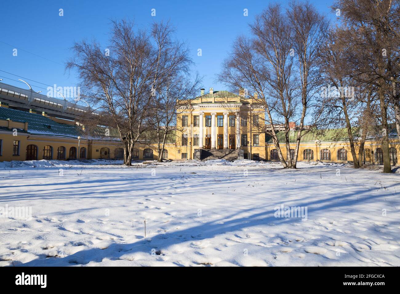Kiryanovo estate, the dacha of Princess Vorontsova-Dashkova, has the shape of a horseshoe, built in 1783. St. Petersburg, Russia Stock Photo