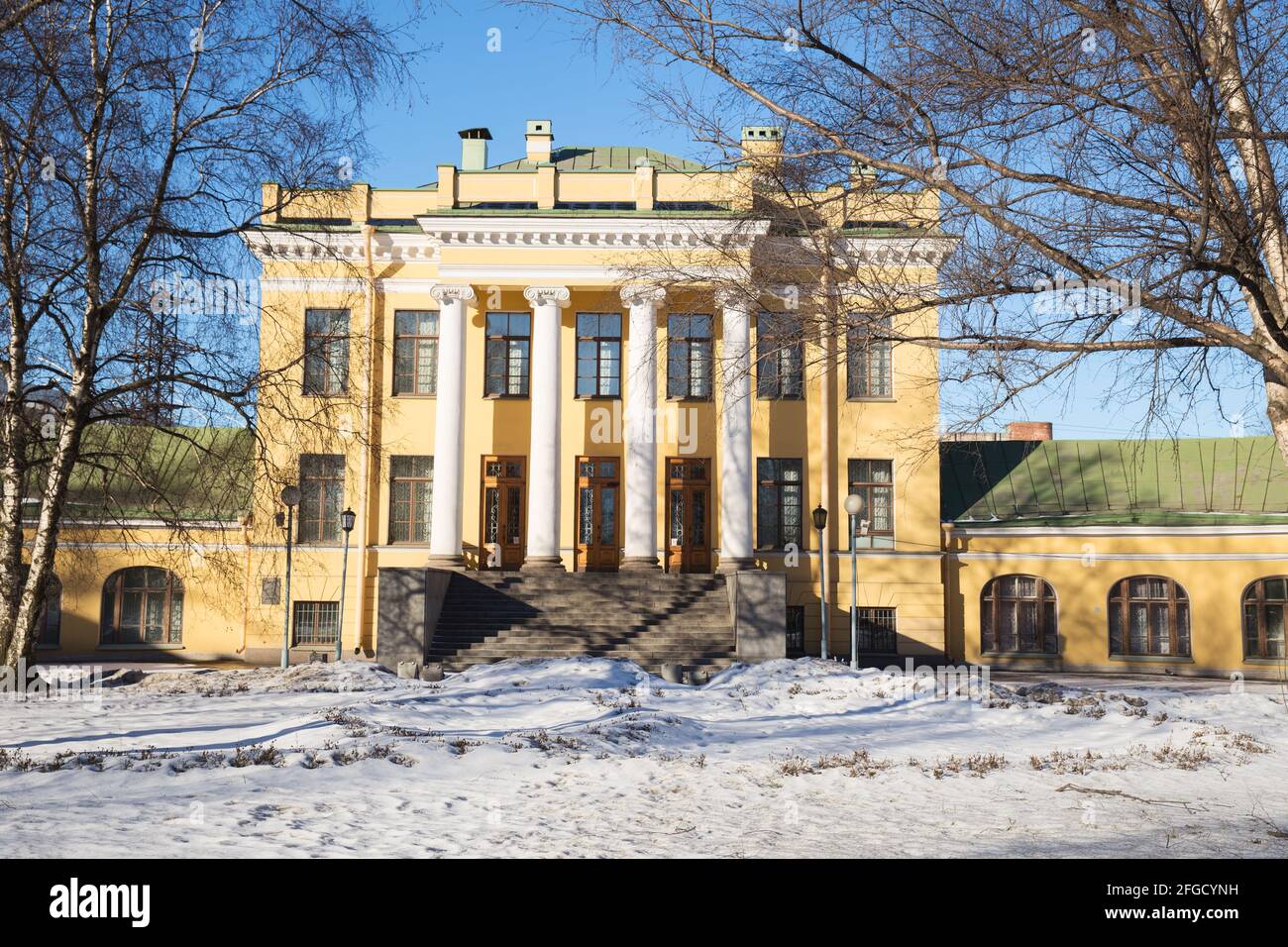 Main house of the Kiryanovo Estate, the dacha of Princess Vorontsova-Dashkova, built in 1783. St. Petersburg, Russia Stock Photo
