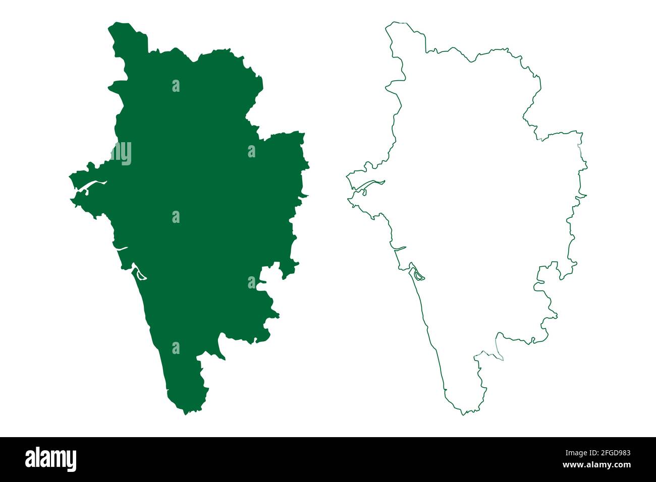 Uttara Kannada district (Karnataka State, Republic of India, Belgaum Division) map vector