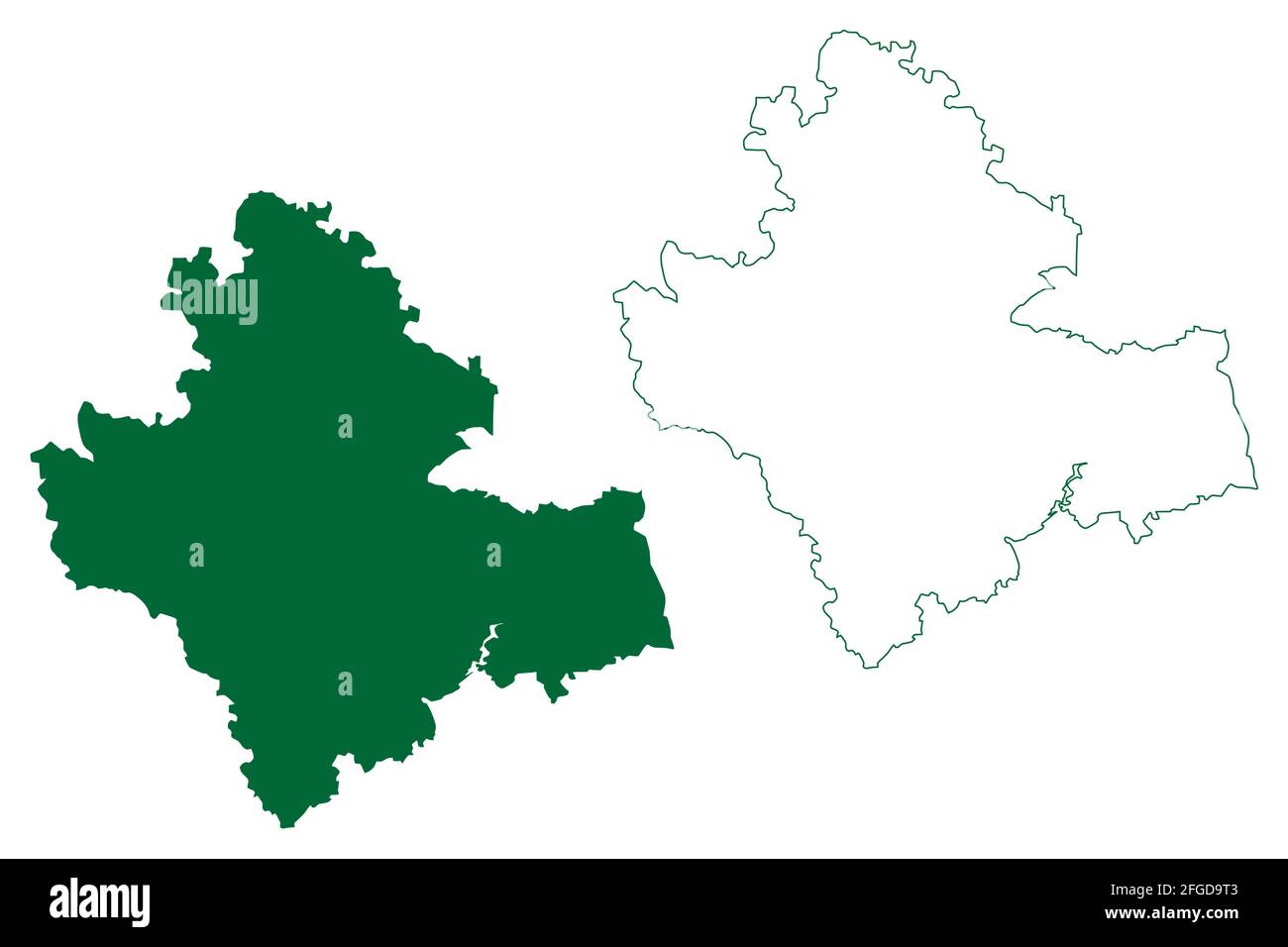 Shimoga district (Karnataka State, Republic of India, Bangalore Division) map vector illustration, scribble sketch Shivamogga map Stock Vector