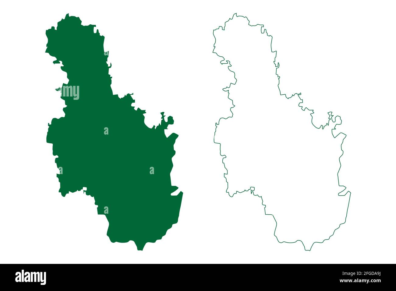 Ramanagara district (Karnataka State, Republic of India, Bangalore Division) map vector illustration, scribble sketch Ramanagara map Stock Vector