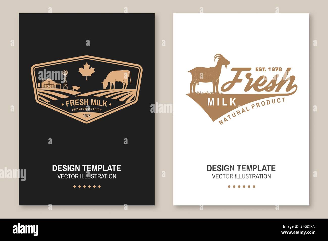 Dairy farm. Only fresh milk. Vector. Flyer, brochure, banner, poster
