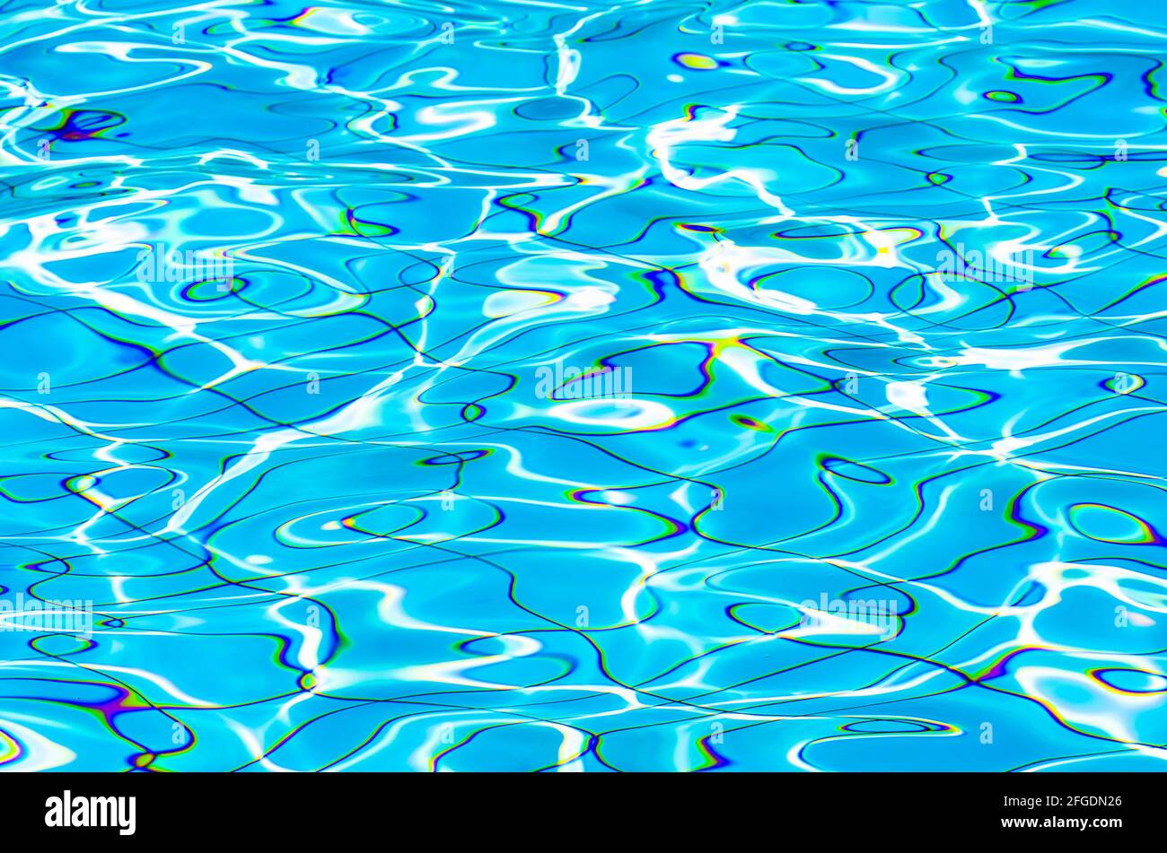 Rippled water in a swimming pool - real photo with significant chromatic aberation Stock Photo