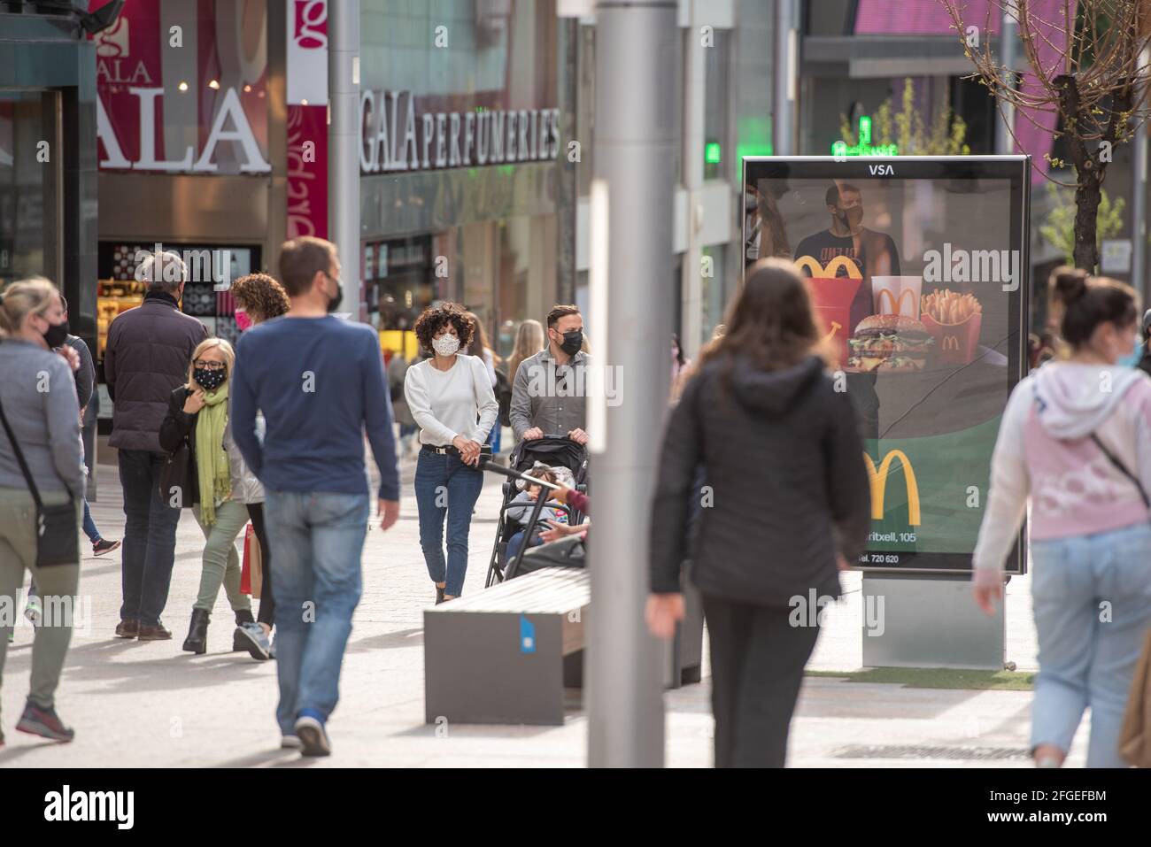 Andorra La Vella : 2021 April 24 : Andorra city center La vella, the