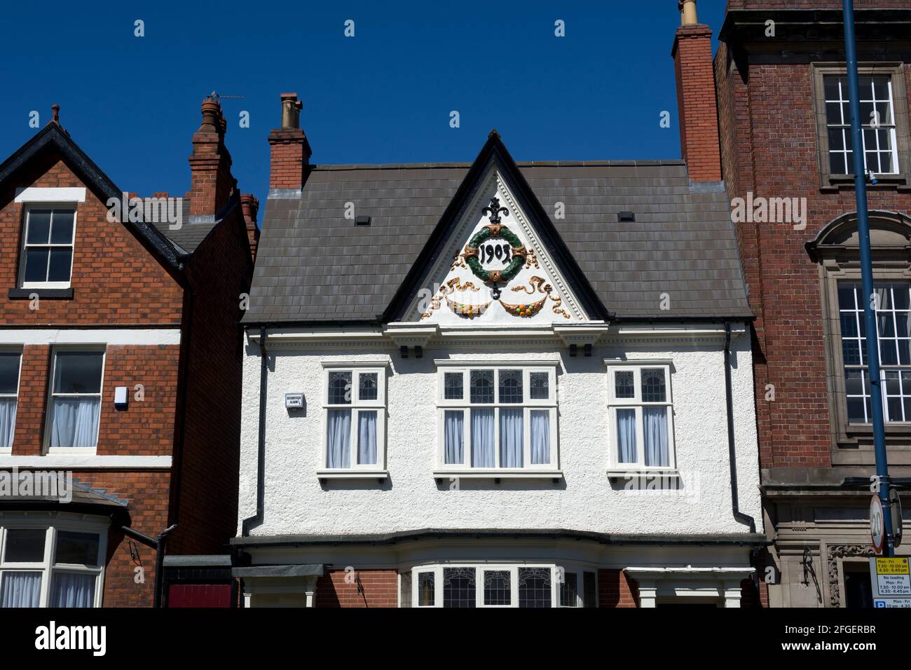 A house with 1903 date, Alcester Road, Moseley, Birmingham, England, UK Stock Photo