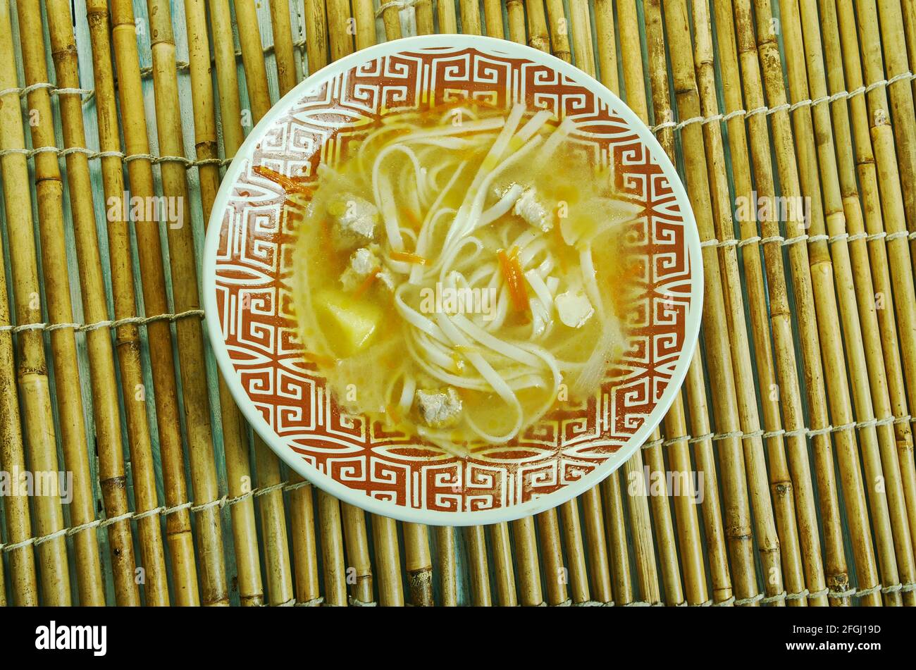 Szechuan Shredded pork with Salted Vegetables Noodle Soup  - Zha Cai Rou Si Stock Photo