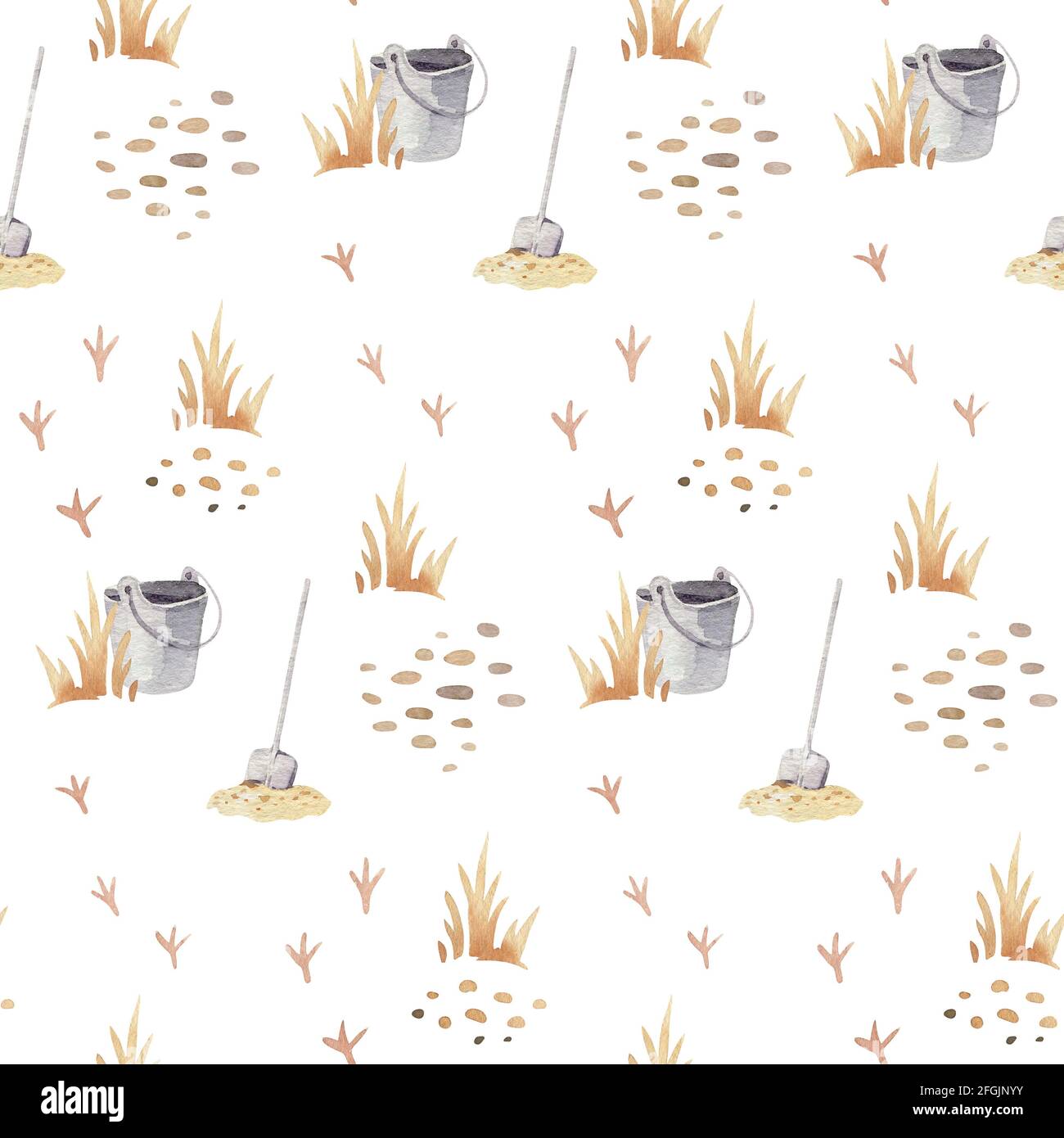 watercolor seamless pattern with cute farm animals with goat, horse ...