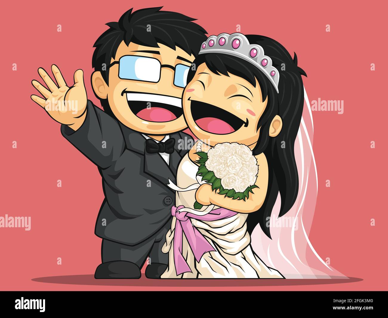 Happy Wedding Bride Groom Couple Engagement Cartoon Illustration Stock  Vector Image & Art - Alamy