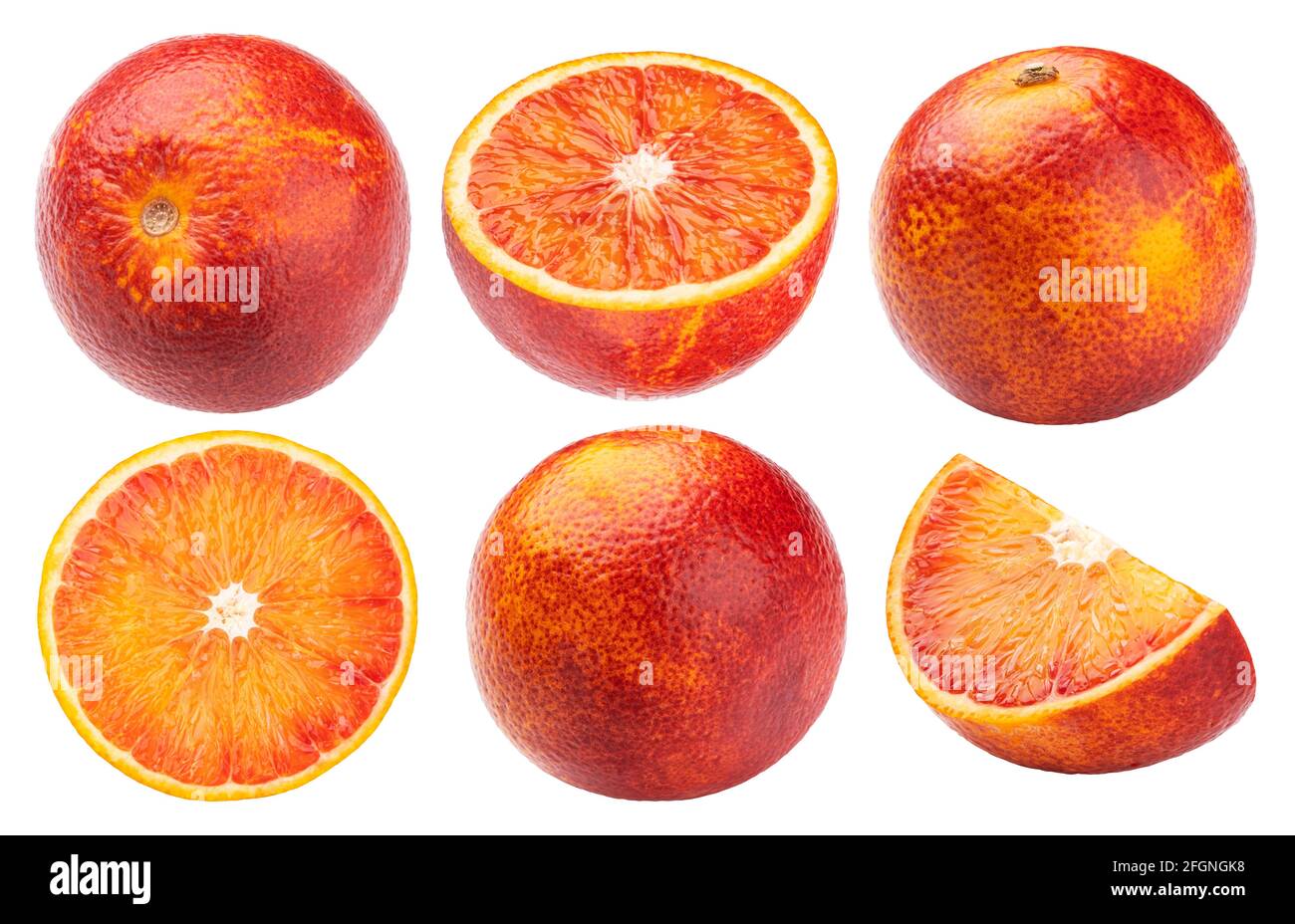 Blood red orange fruits isolated on white background Stock Photo