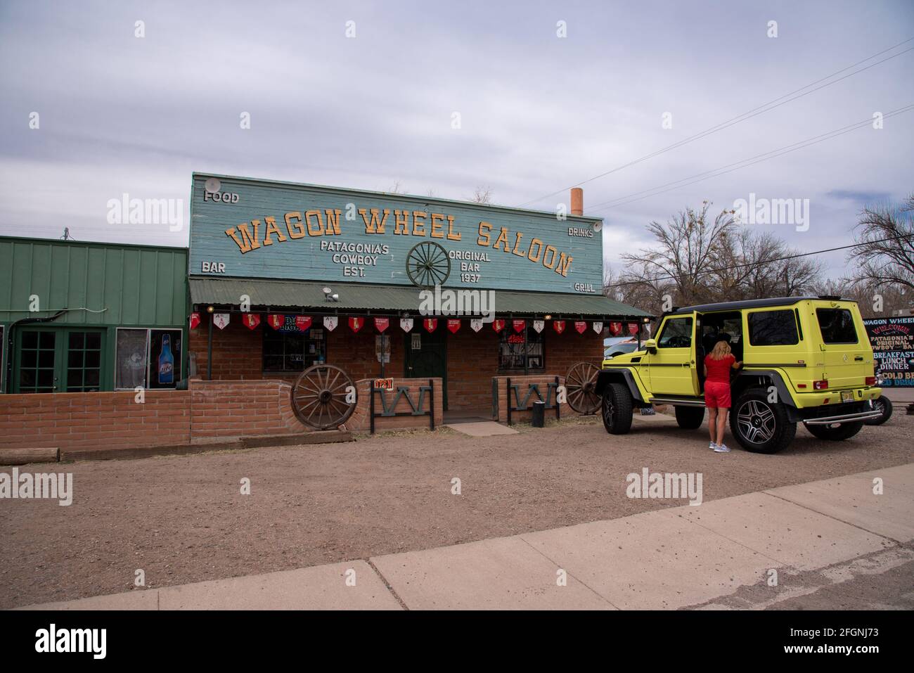 The Wagon Wheel Saloon, an old cowboy bar in Patagonia, Arizona, with a