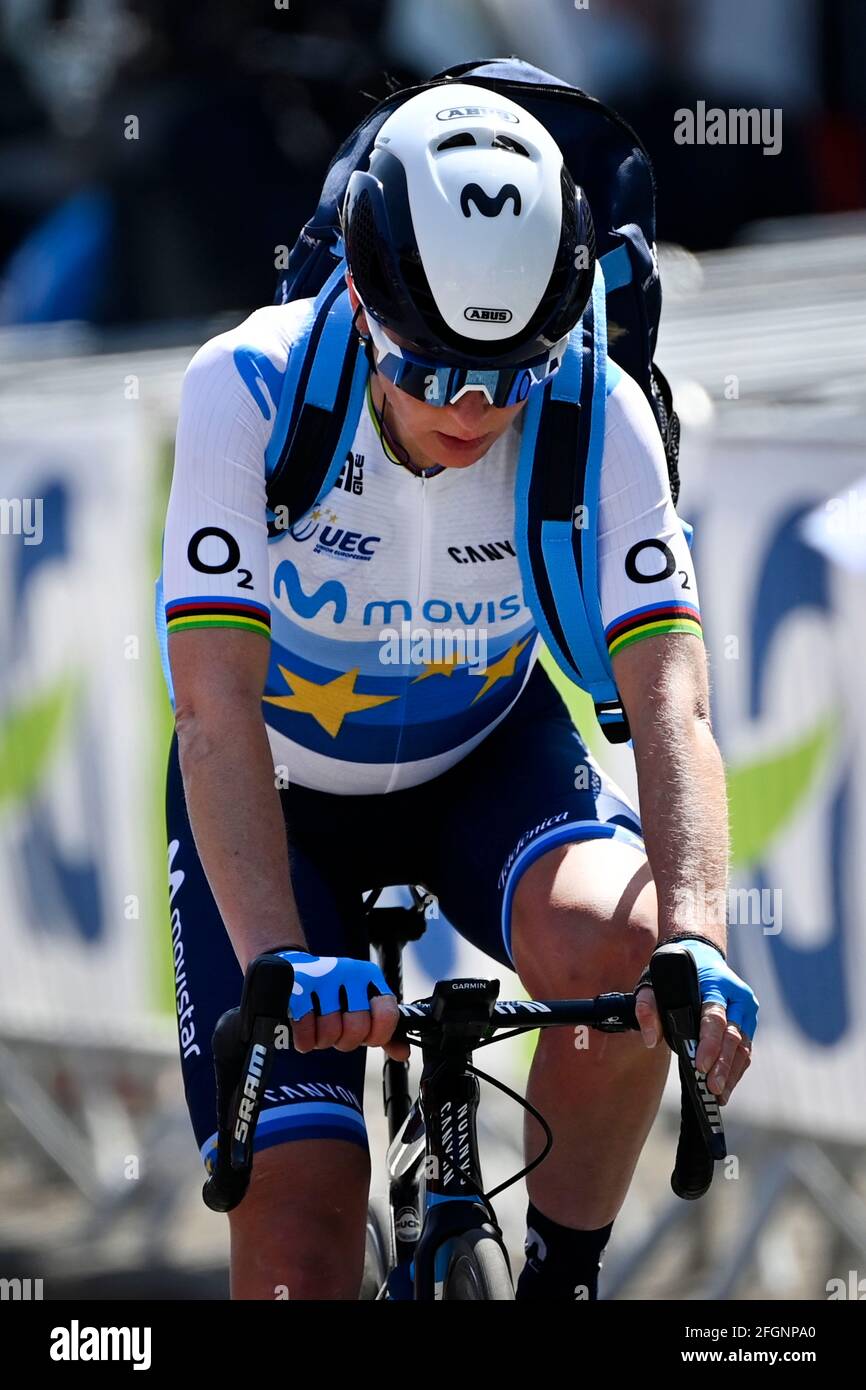 Dutch Annemiek van Vleuten of Movistar Team pictured after the arrival of  the women's race of the Liege-Bastogne-Liege one day cycling race, 141km fr  Stock Photo - Alamy