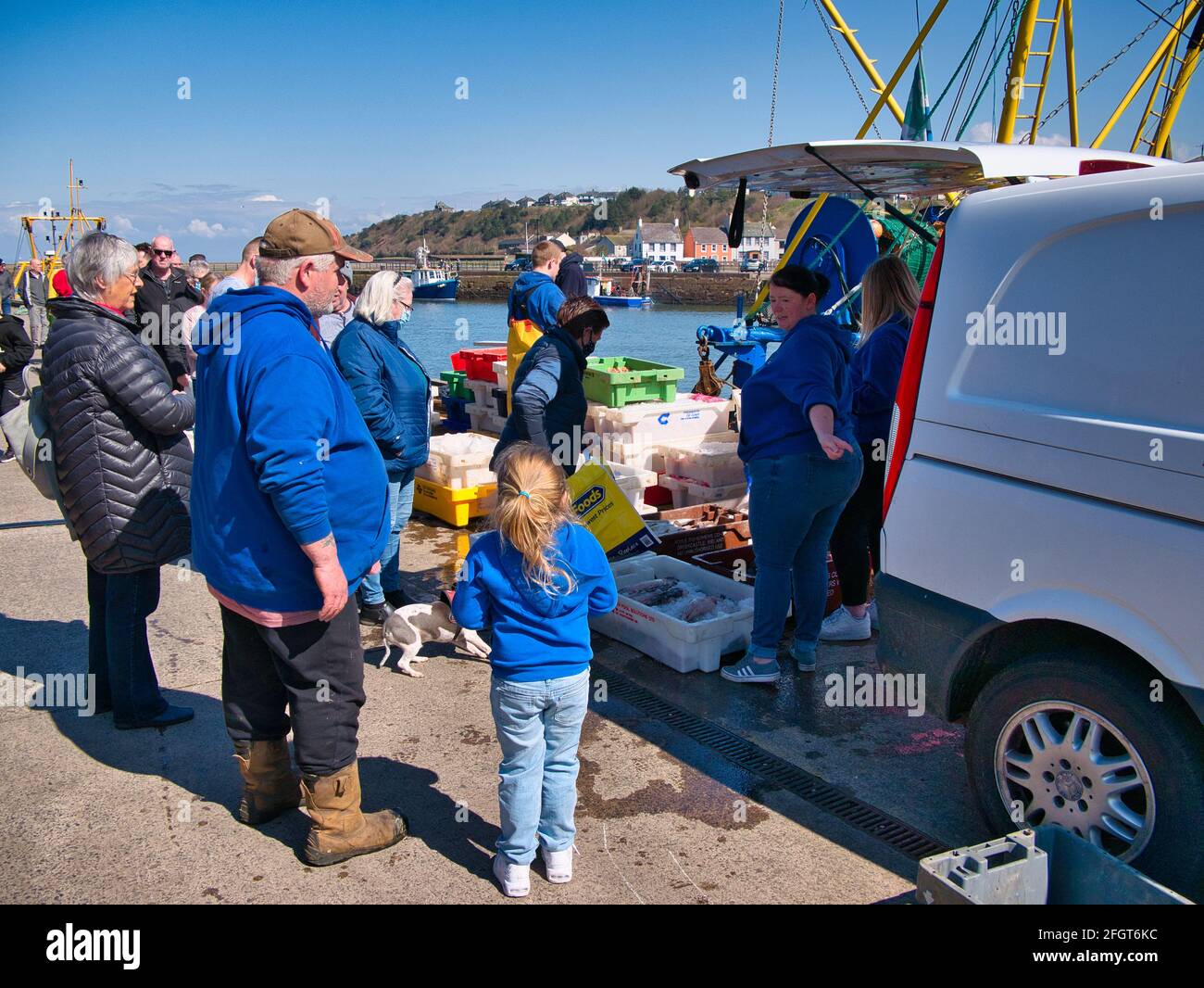 Freshly landed fish being sold at the crowded quayside at Maryport on the  Solway Coast in Cumbria, UK. Taken on a sunny day in spring Stock Photo -  Alamy