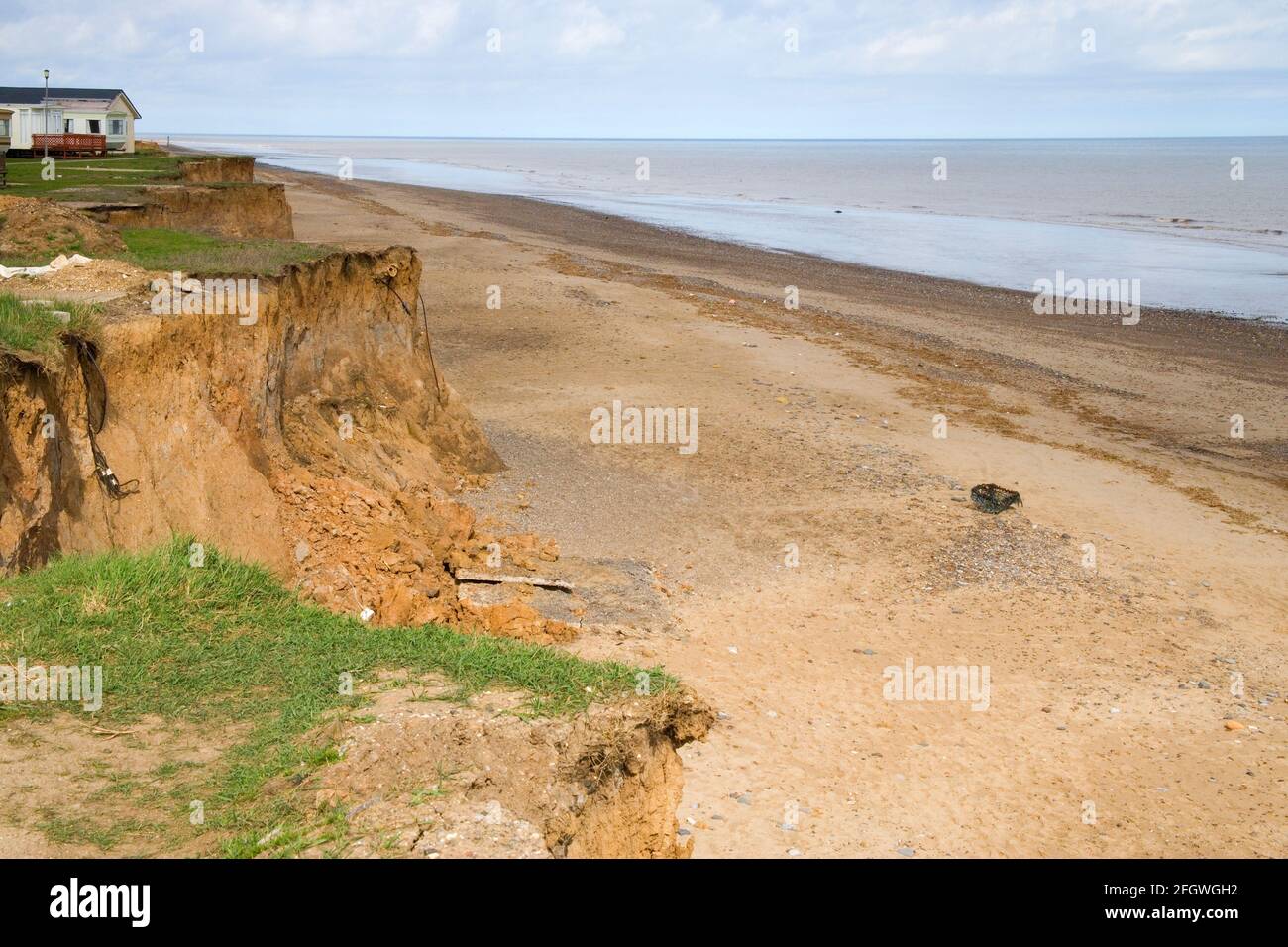 coastal erosion at easington on the yorkshire coast Stock Photo