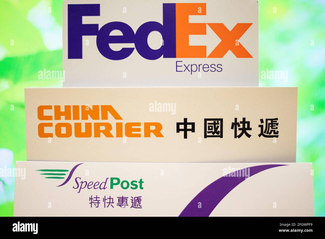 25 4 2021 Envelopes of popular courier services in Hong Kong and China