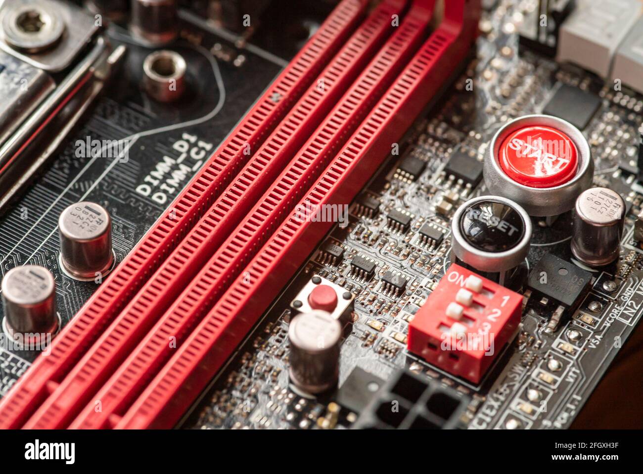 Detail of Ram memory dimm in a motherboard inside a pc Stock Photo - Alamy