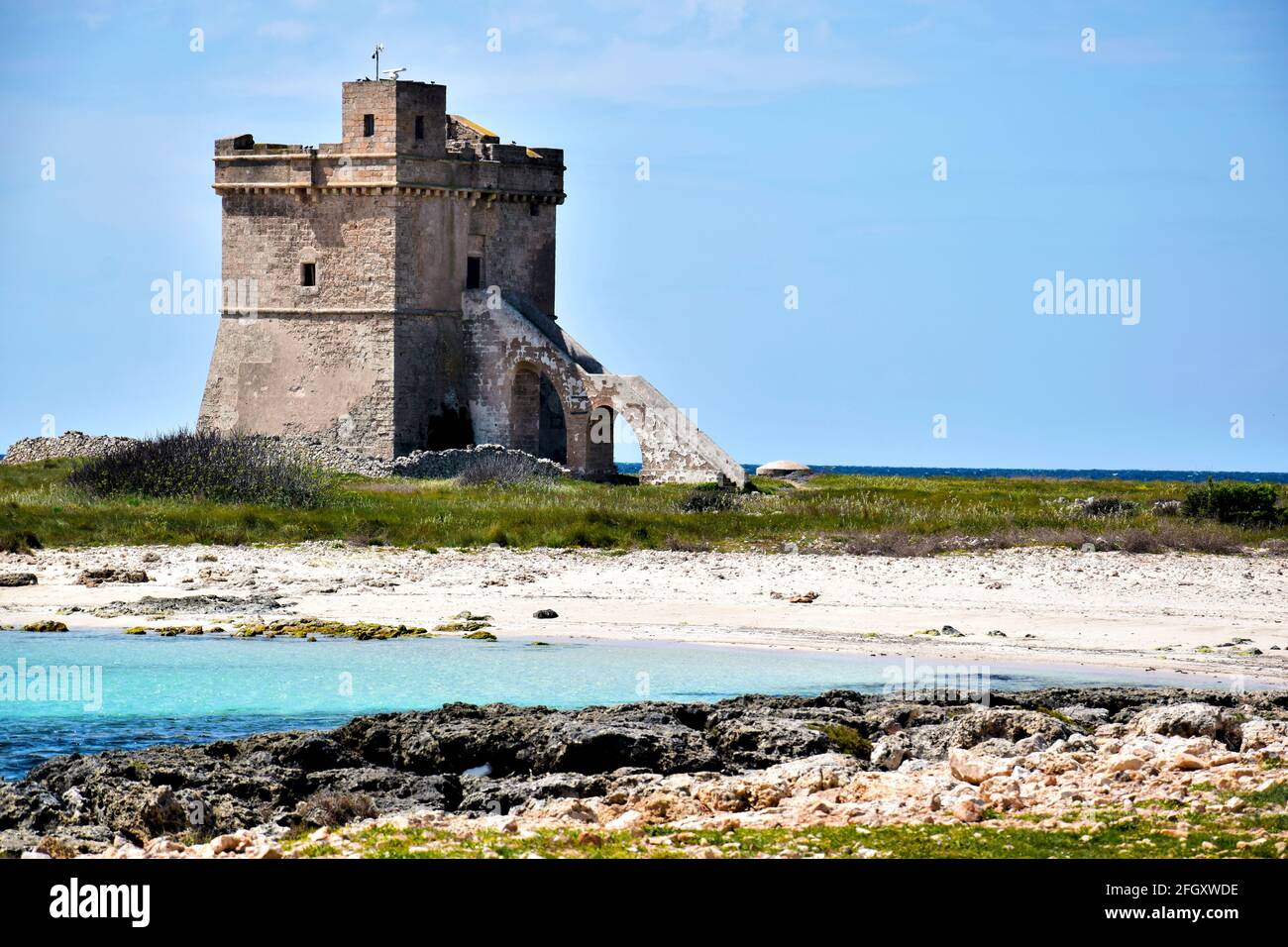 Old tower and crystalline water Stock Photo