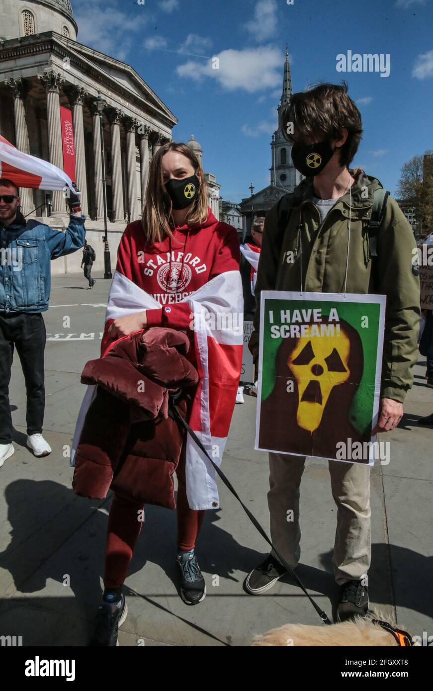 London, UK. 25th Apr, 2021. With 99 per cent of the land of Belarus contaminated to varying degrees, the people of this stricken country are forced to live, eat, drink and breathe radiation. today they remember 35 years since the disaster and ask for nuclear disarmament. Credit: Paul Quezada-Neiman/Alamy Live News Stock Photo