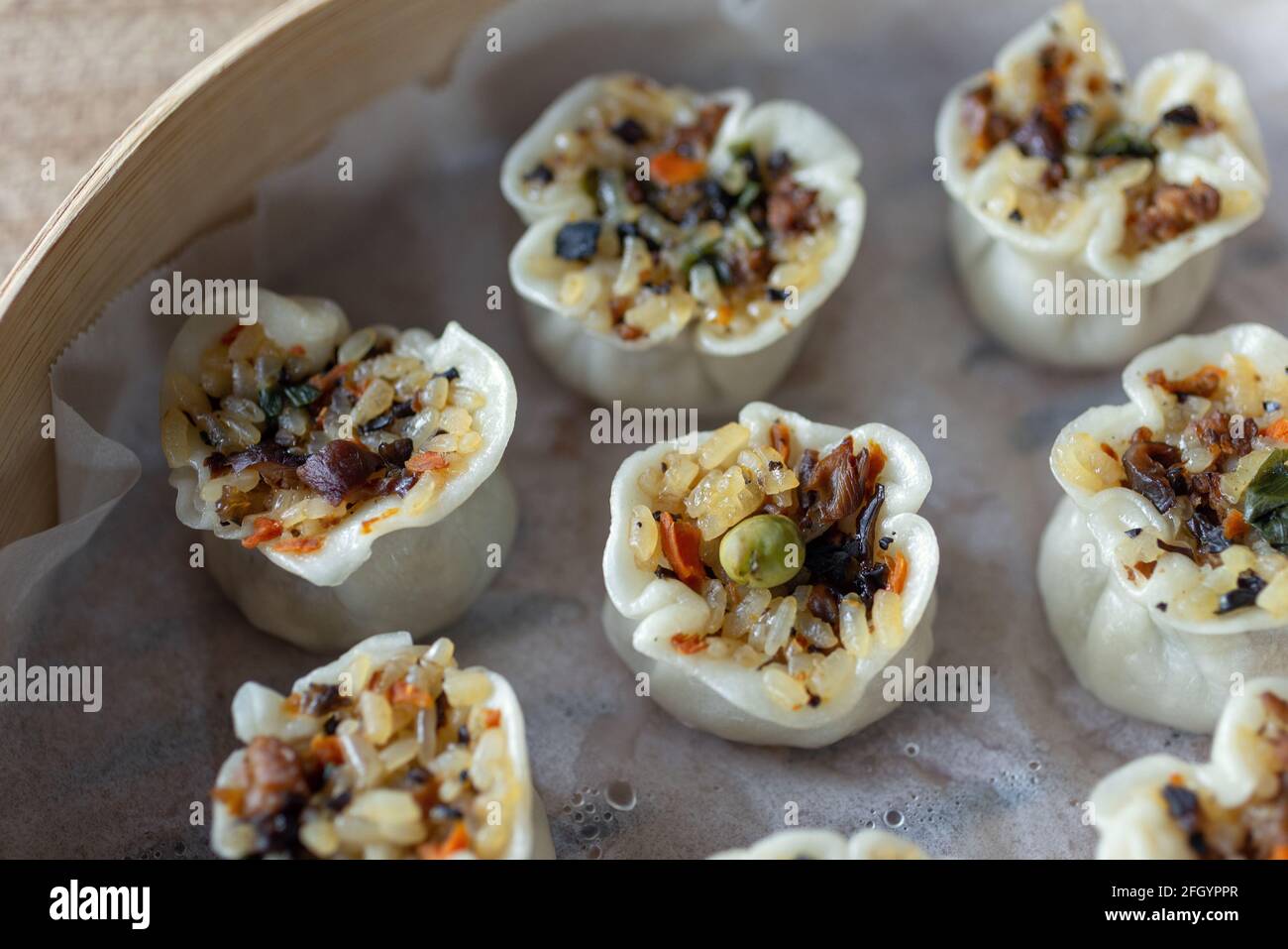 Chinese authentic traditional dish Cantonese style shumai dumplings