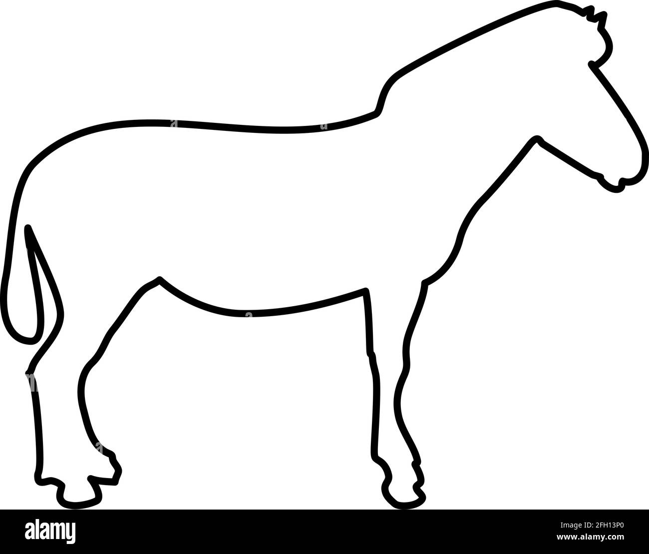 Zebra stand Animal standing contour outline black color vector illustration flat style simple image Stock Vector